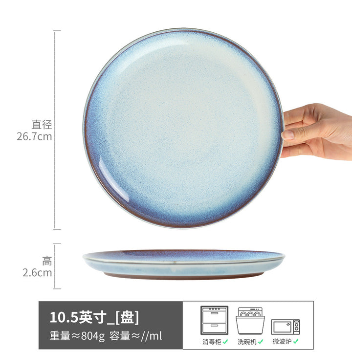 Large Plate Japanese Style Home Plate Vintage Ceramic Plate Plate Tableware Dish Plate Light Luxury