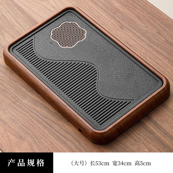 A类仿乌金石方形蓄水茶盘套装防霉家用办公茶台沥水茶具排水托盘