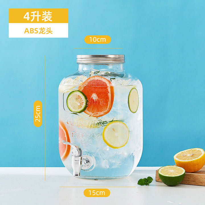 网红可乐酒炮 玻璃果汁鼎果汁罐 大容量饮料桶梅森罐酿酒瓶酵素桶