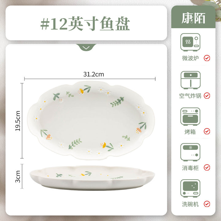 Premium Design Embossed Small Cute Ceramic Bowl Japanese Style Thickened Bowl Chopsticks Home Wholesale