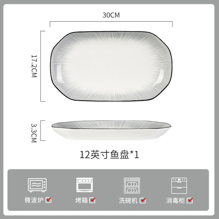 釉下彩轻奢灰陶瓷碗碟套装家用简约高级感餐具乔迁碗盘子碗具筷