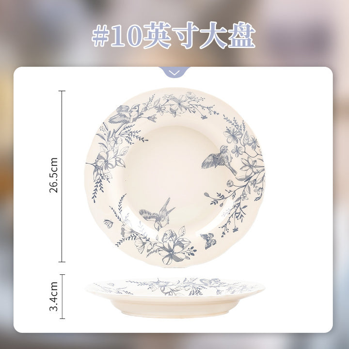 French Vintage Ceramic Bowl & Plate Set Home New Tableware Housewarming Gift Giving Premium Design Bowl &