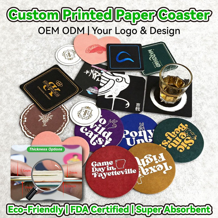 Custom Logo Paper Coasters Personalized Printed Cup Coaster