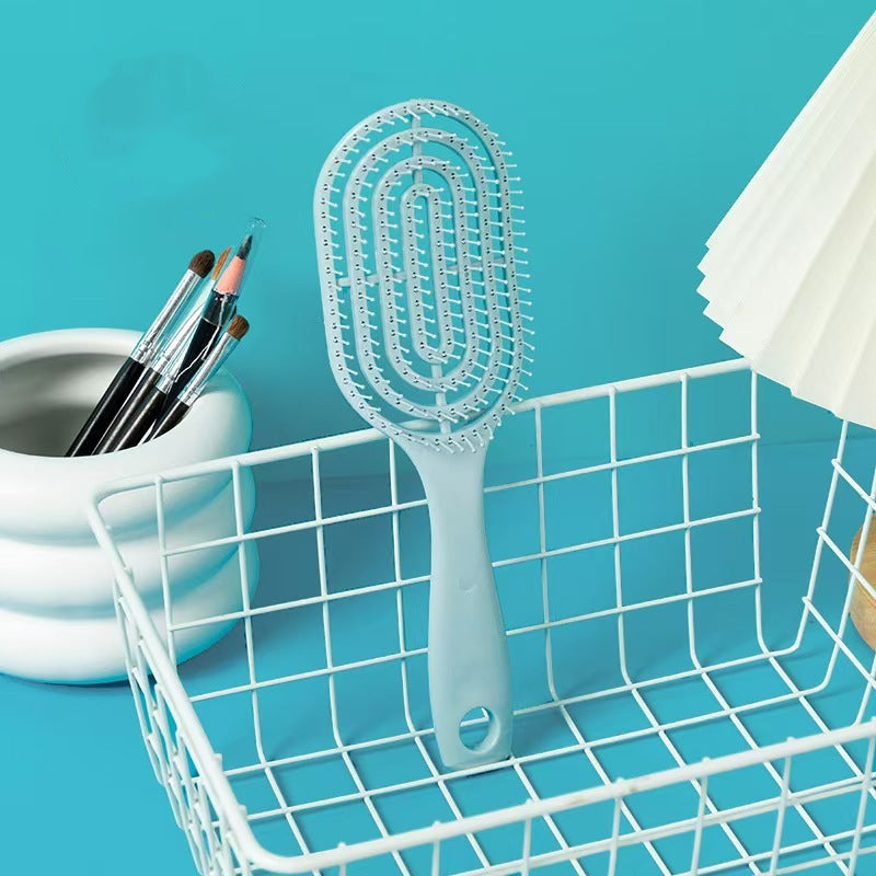 Creamy Fluffy __NS 98__ Cushion Paddle Brush – Round Barrel Hair Comb for Women
