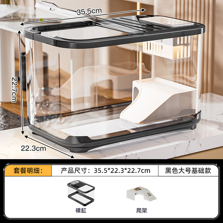 严选轻奢鱼缸家用高级带盖透明客厅造景生态缸玄关装饰塑料水族箱