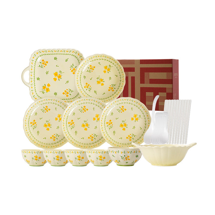 Ceramic Bowl & Plate Set Home Small Souvenir Gift Tableware Set New Housewarming Gift Giving Wholesale