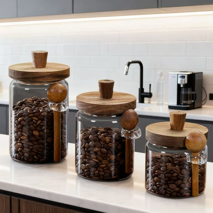 相思木茶叶罐储物罐厨房食品杂粮咖啡豆茶叶密封罐透明储藏收纳罐