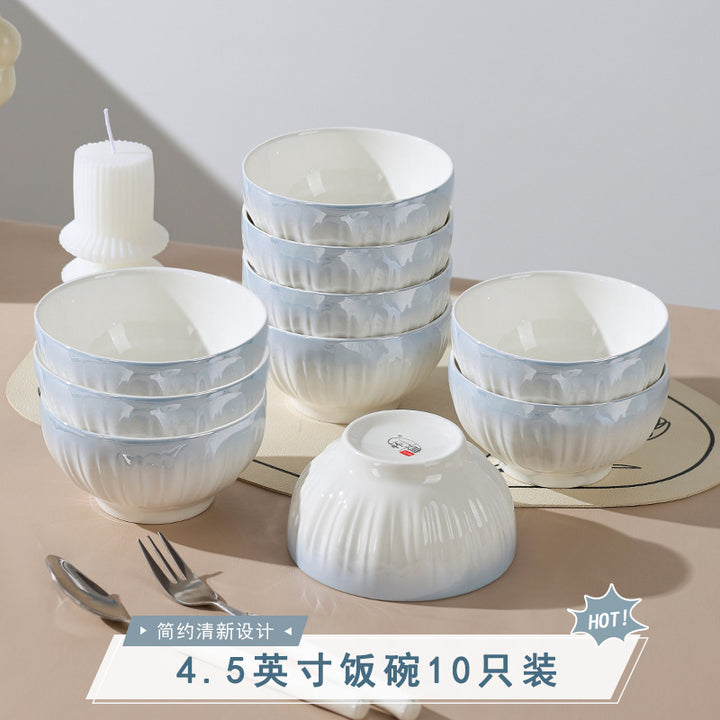 洛可可高颜值餐盘陶瓷盘子家用碗碟套装高级感高温烤花碟子菜盘
