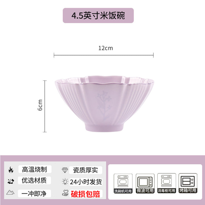 Purple Ceramic Bowl & Plate Dinnerware Set – High-Quality Home Tableware