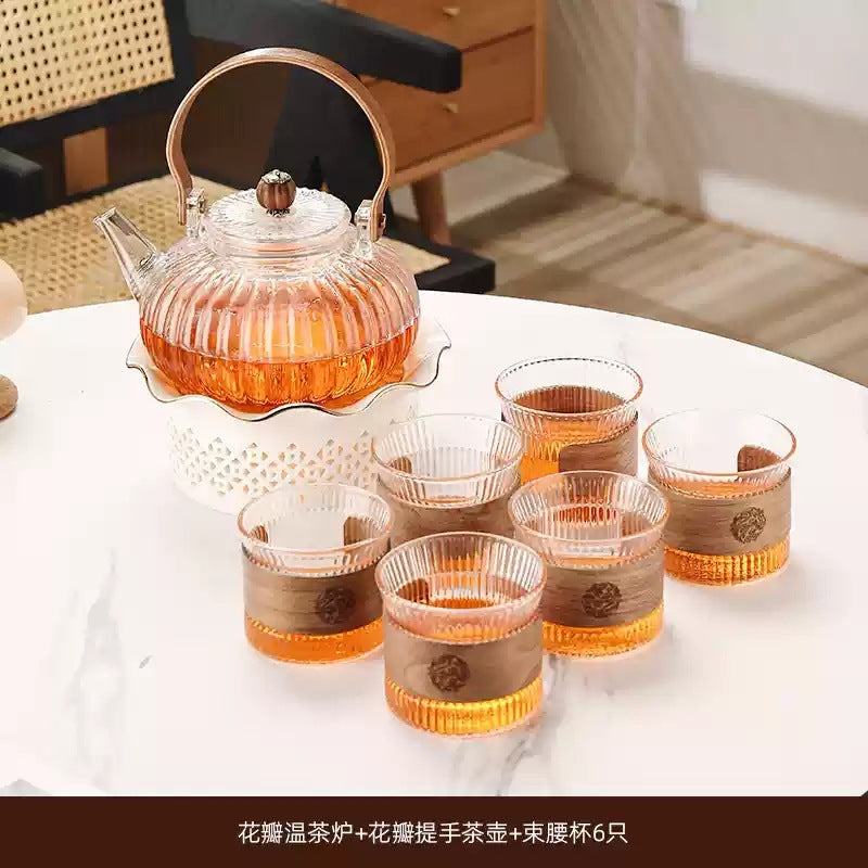 南瓜茶壶提梁壶水果花茶壶套装耐热玻璃下午茶具轻奢美容院茶具