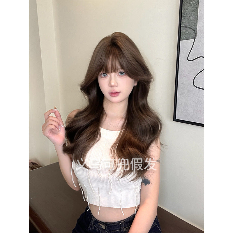 可兜假发女日常网红冷棕色长卷发lolita甜美自然逼真齐刘海jk全头