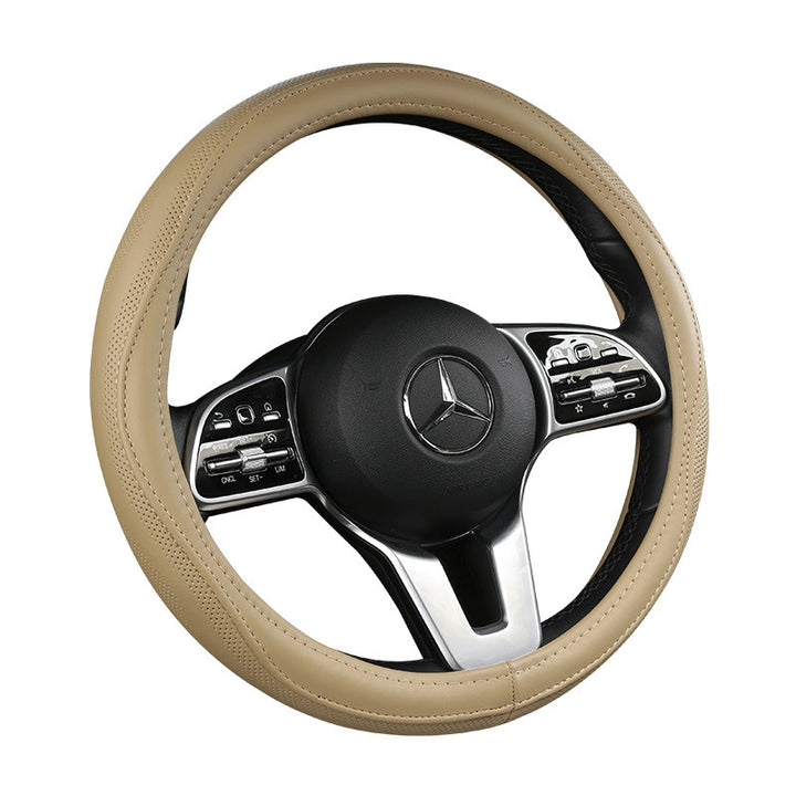 Car Genuine Leather Steering Wheel Cover Summer All Season Universal Cowhide Breathable Non Slip Durable Unise