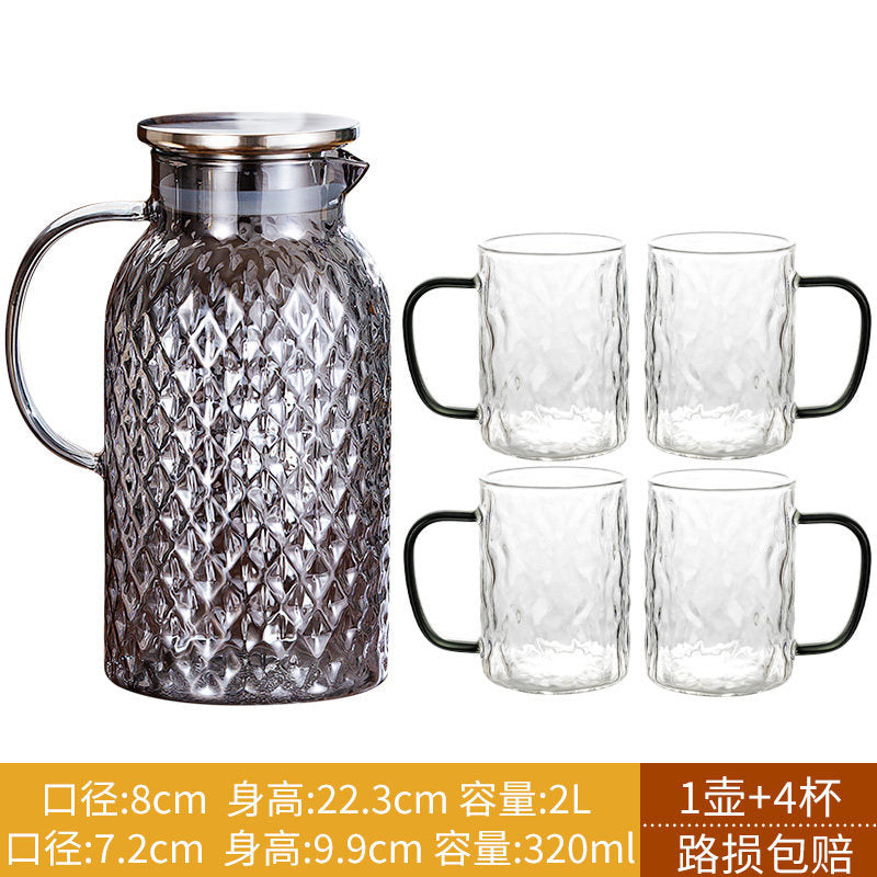 冷水壶家用耐高温玻璃水壶泡茶开水耐热冷泡凉水壶大容量水杯套装