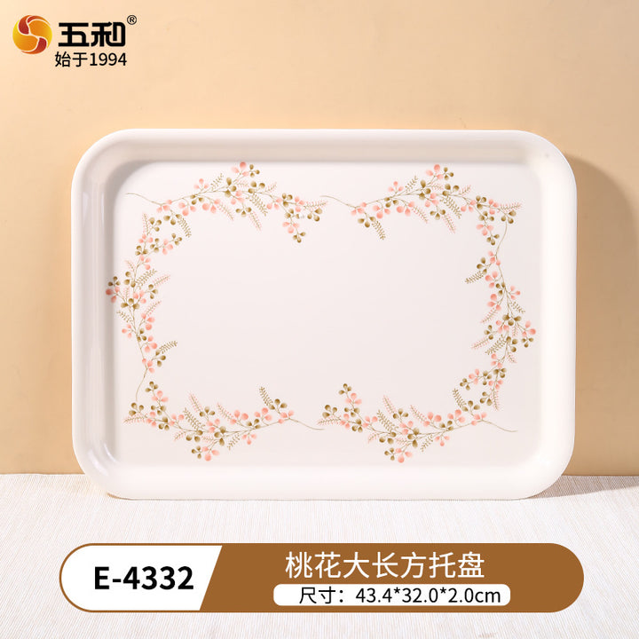 跨境热销食品级密胺餐具桃花家用新年餐具餐厅餐具易洗碗碟盘批发