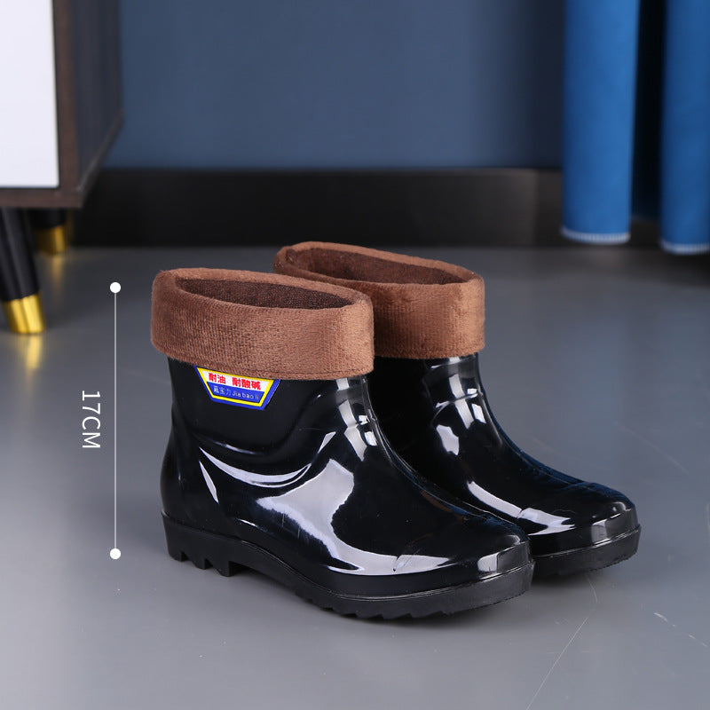 Men's Waterproof Anti-Slip Rain Boots – Thickened Fleece-Lined Work Safety Boots