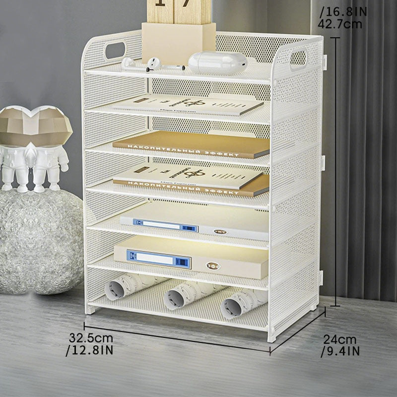 Multi-Tier Office File Rack – Large Capacity Desktop Document Organizer Shelf