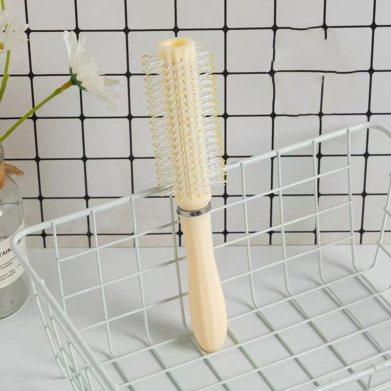Creamy Fluffy __NS 98__ Cushion Paddle Brush – Round Barrel Hair Comb for Women