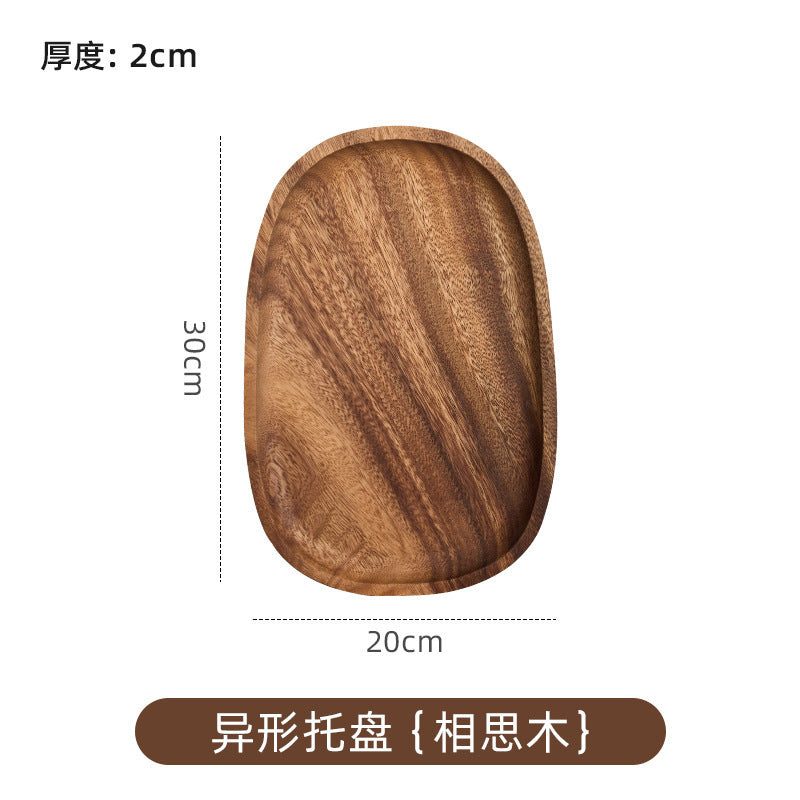 跨境胡桃木日式木托盘定制家用实木糕茶点小圆形盘茶盘餐具盘批发