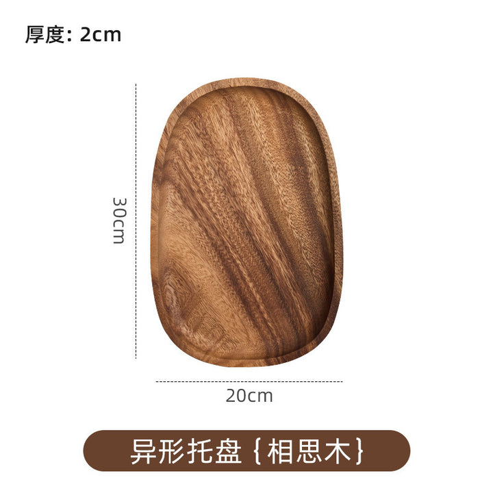 跨境胡桃木日式木托盘定制家用实木糕茶点小圆形盘茶盘餐具盘批发
