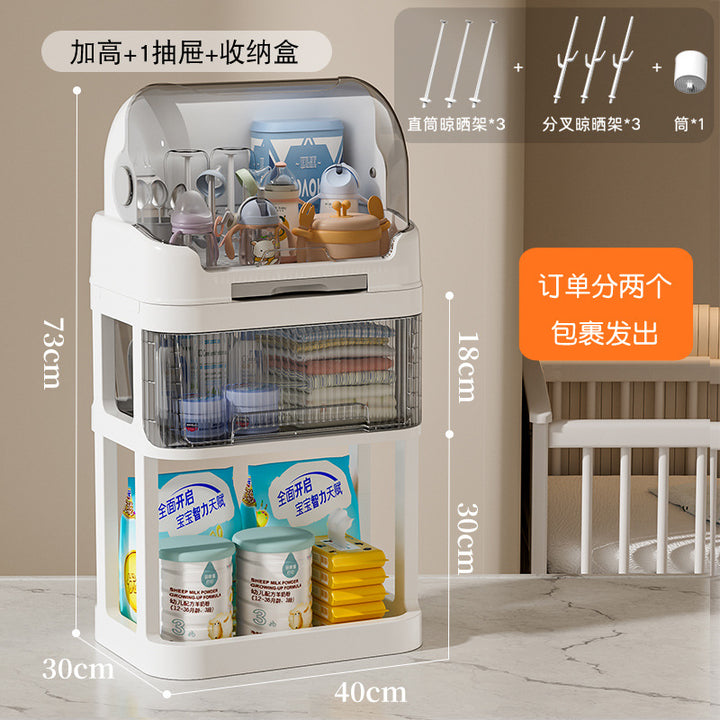 放宝宝奶瓶收纳盒装婴儿餐具碗筷辅食工具箱防尘沥水储物柜置物架