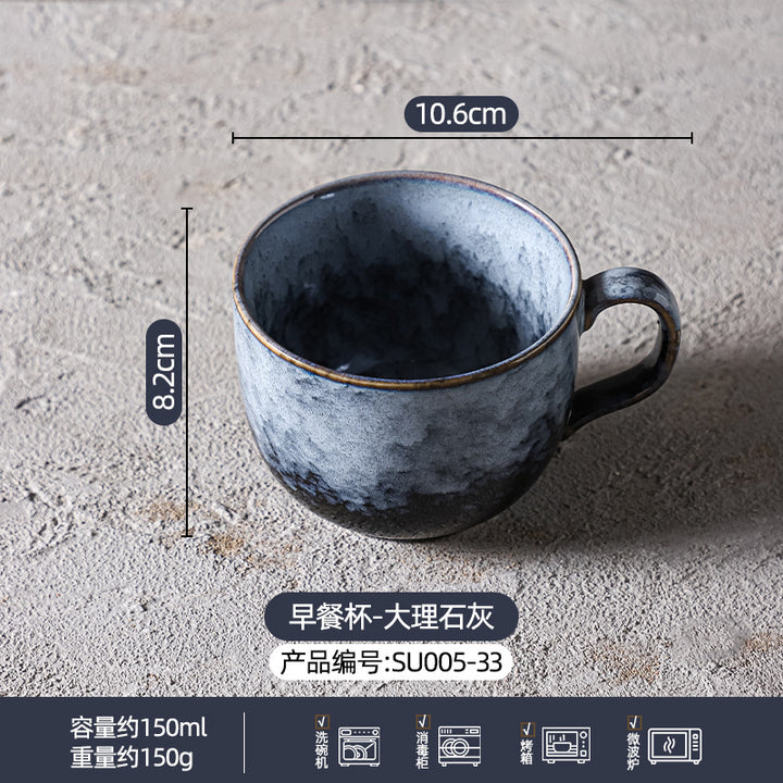 定制窑变陶瓷碗碟盘餐具套装大理石灰高级感餐厅酒店家用餐具组合