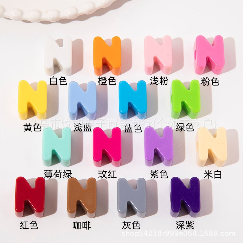 孔6mm亚克力英文字母珠马卡龙多巴胺手工串珠直孔散珠DIY包包挂件