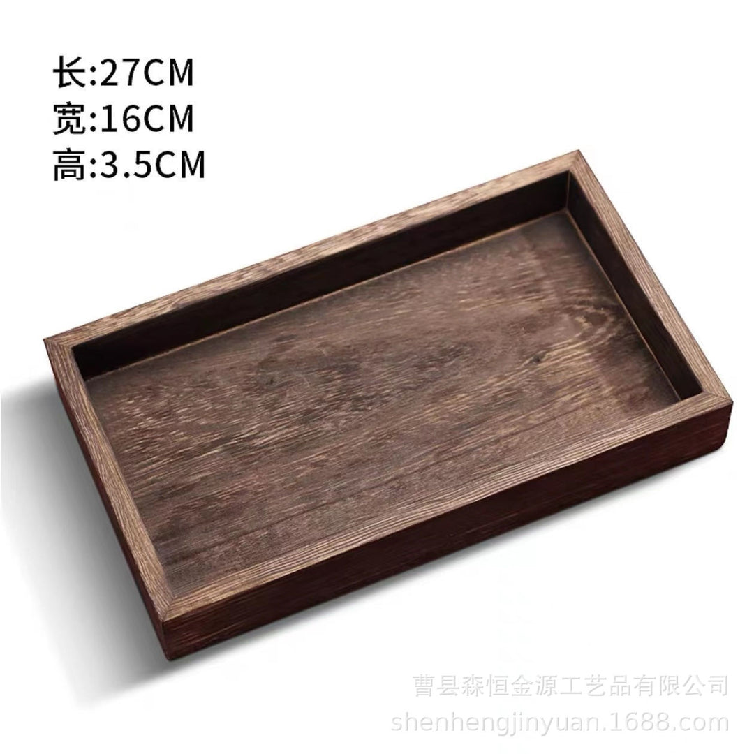 中式多格茶盘实木围炉煮茶茶点零食七件套托盘新款实木创意炭烧盘