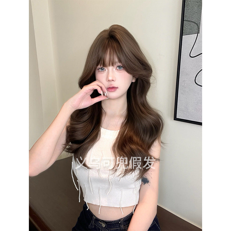 可兜假发女日常网红冷棕色长卷发lolita甜美自然逼真齐刘海jk全头