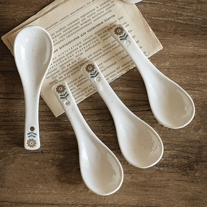 Japanese Style Vintage Ceramic Spoon Cute Small Spoon Home Minimalist Spoon Tableware Spoon Spoon Wholesale