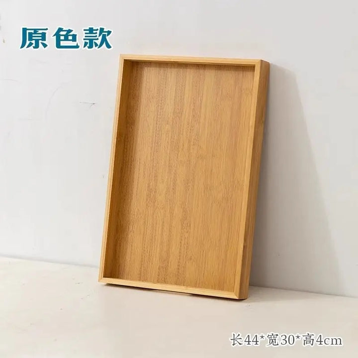 胡桃木色重竹茶盘家用简约长方形大号茶具收纳盘干泡台水杯置物架