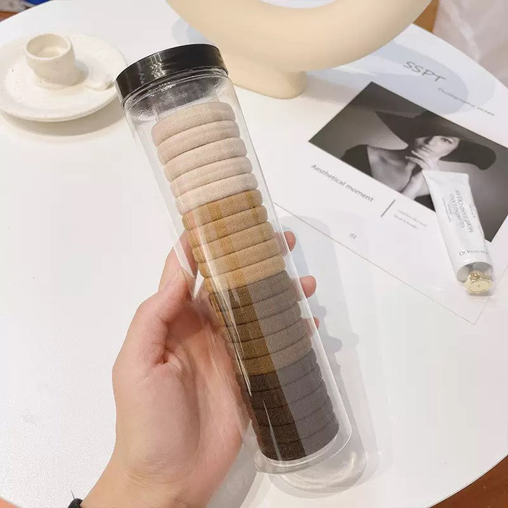 桶装100根基础款无缝接发圈螺纹防滑头绳高马尾发绳不伤头发 皮筋