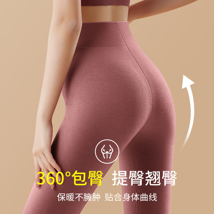 秋冬德绒女士保暖裤高腰加绒外穿紧身秋裤无痕羊绒裤发热打底裤