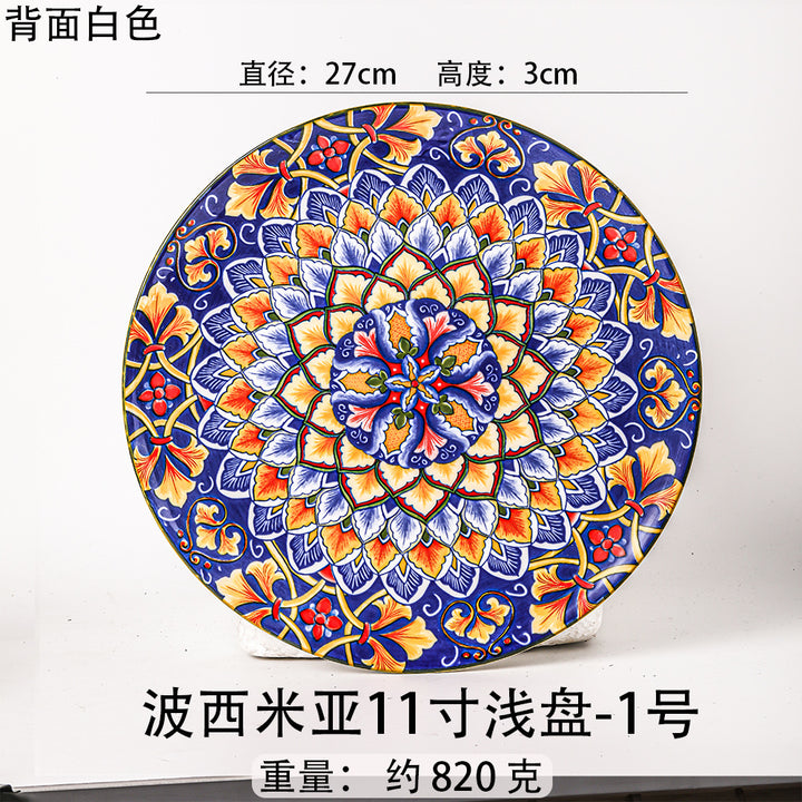 波西米亚风餐具瓷碗拉面碗瓷器燕麦碗沙拉碗6寸汤碗陶瓷餐厨饮具