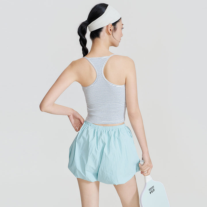 2026春夏瑜伽服女紧身款固定杯运动内衣棉质条纹健身服透气工字背