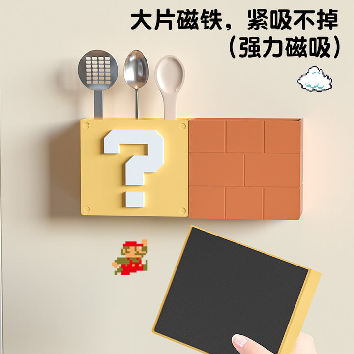 创意马里奥磁吸冰箱收纳盒家用厨房储物磁铁入户门置物盒批发代发