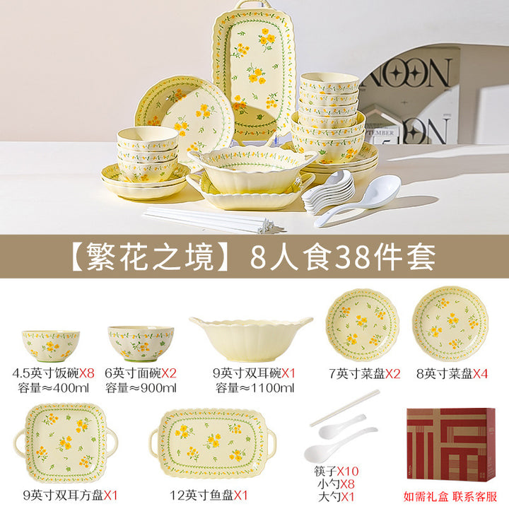 Ceramic Bowl & Plate Set Home Small Souvenir Gift Tableware Set New Housewarming Gift Giving Wholesale