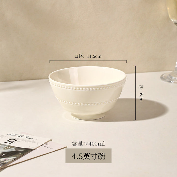 KANGMO Ceramic Underglaze Embossed Set - New Home Bowls Chopsticks & Spoons