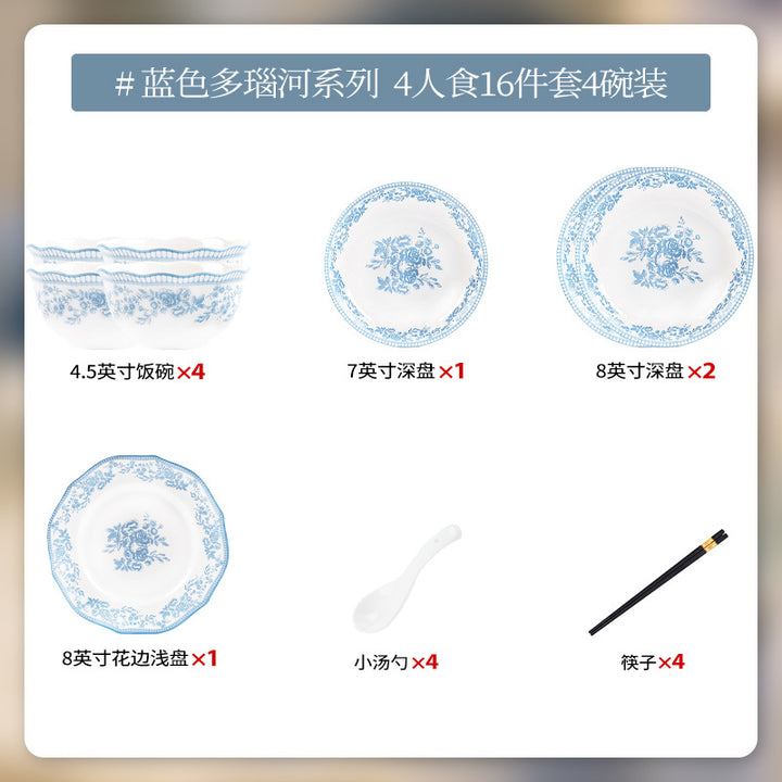 KANGMO Vintage Rose Underglaze Ceramic Set - Modern Minimalist Dining Set