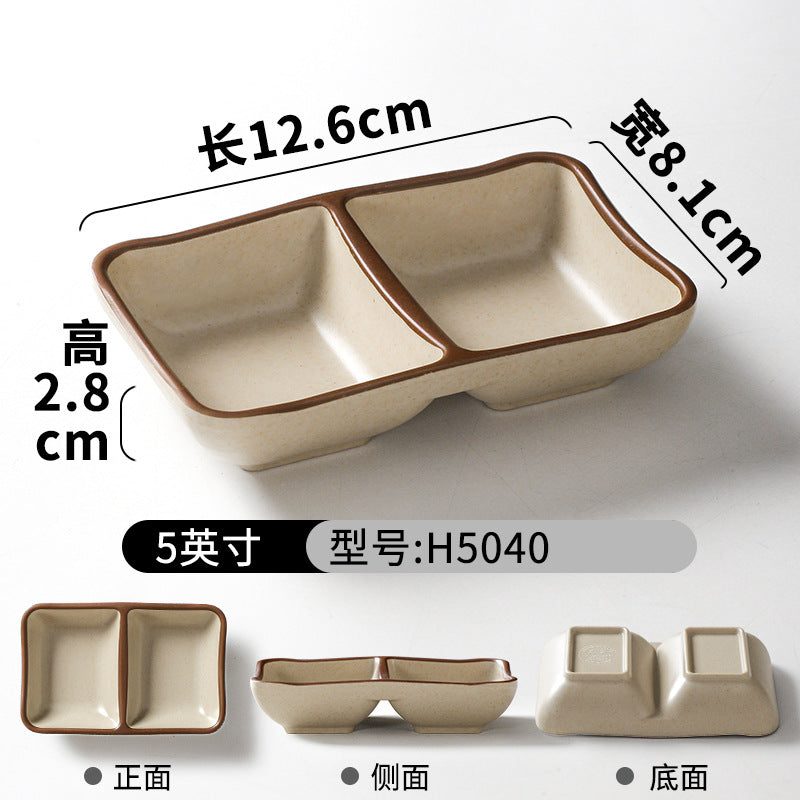祥源美密胺创意复古餐具商用餐厅饭店火锅店盘子菜盘仿瓷塑料面碗