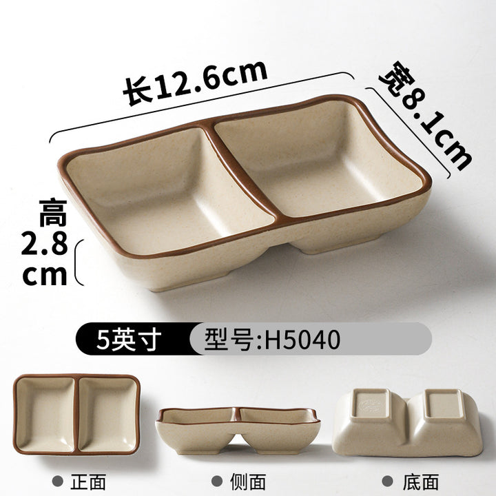 祥源美密胺创意复古餐具商用餐厅饭店火锅店盘子菜盘仿瓷塑料面碗