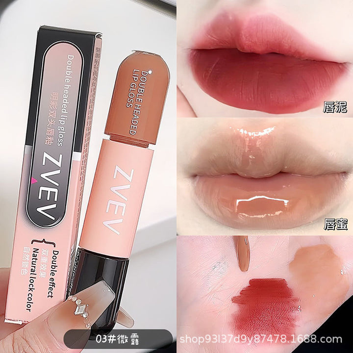 ZVEV明彩双头唇釉水光丝绒雾面显白口红滋润少女唇泥彩妆厂家批发