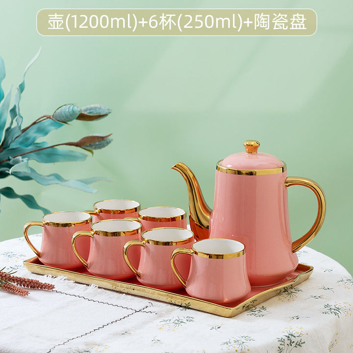 批发欧式陶瓷茶具高档水壶水杯杯具茶壶轻奢水具客厅茶杯杯子套装