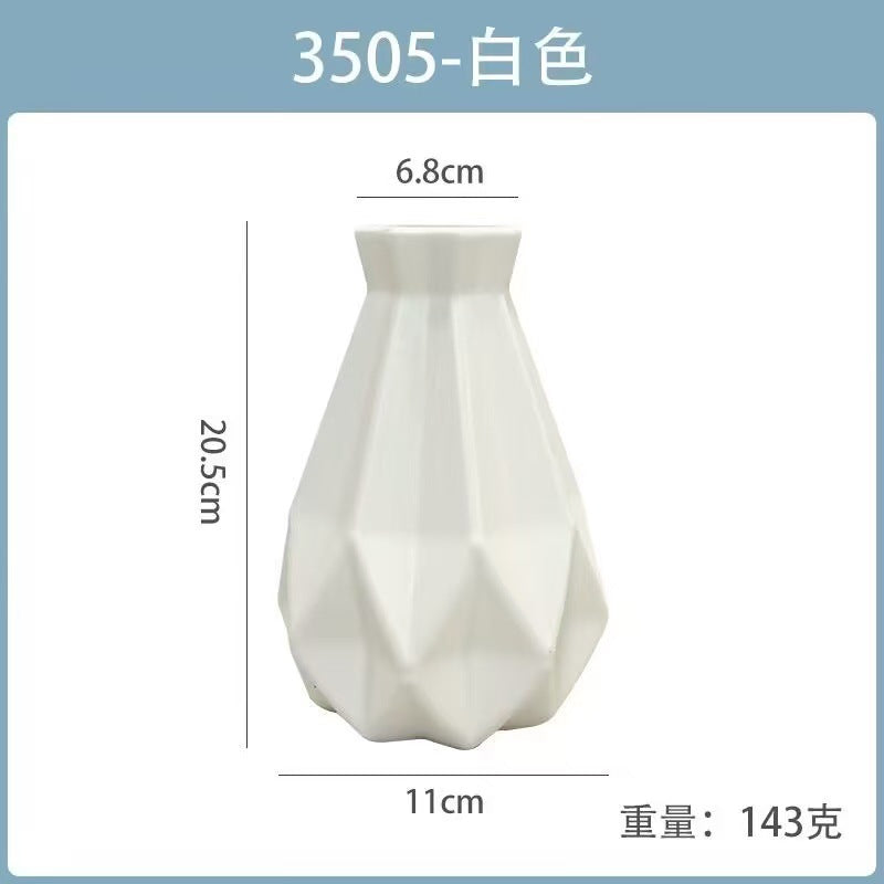 创意北欧风塑料花瓶简约防摔仿陶瓷花瓶家居装饰摆件干花花瓶批发