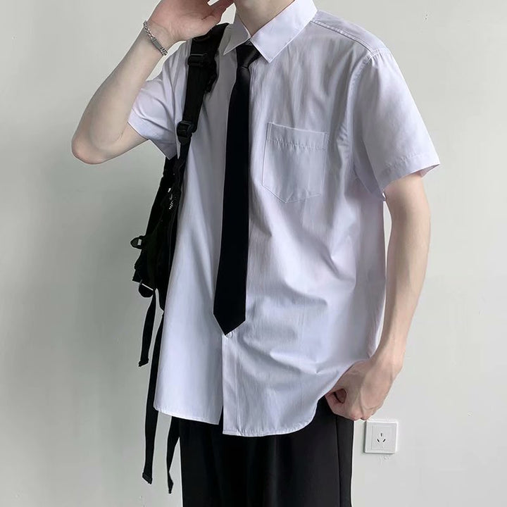 dk制服男2023夏季新款短袖衬衫日系学院风衬衣情侣毕业班服好质量