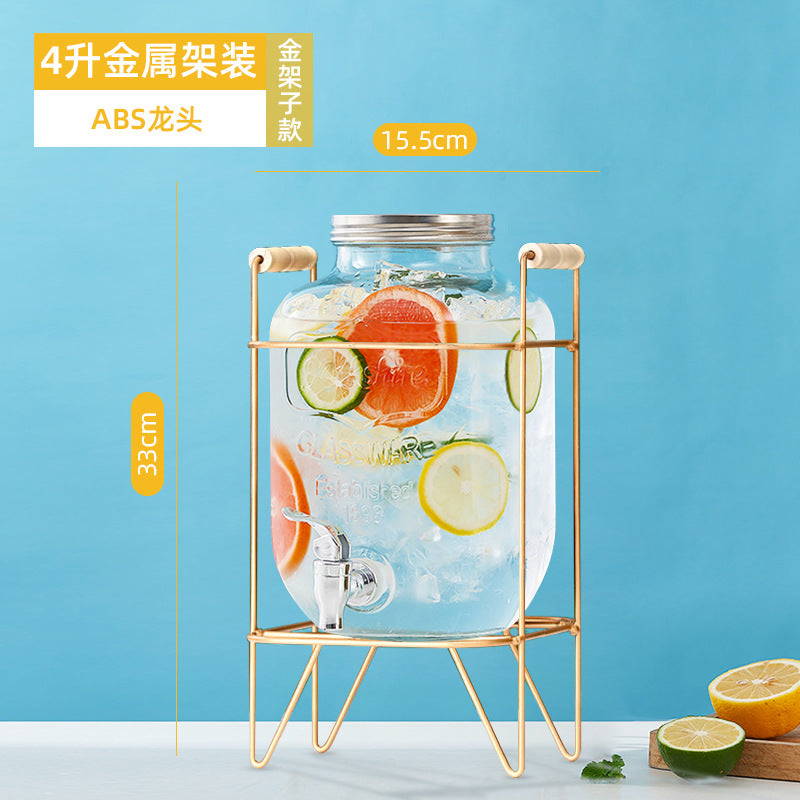 网红可乐酒炮 玻璃果汁鼎果汁罐 大容量饮料桶梅森罐酿酒瓶酵素桶