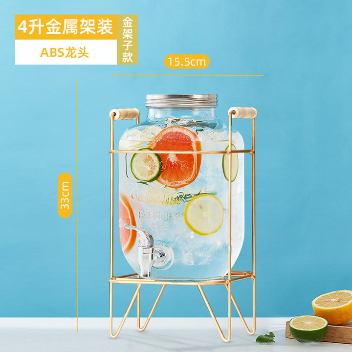 网红可乐酒炮 玻璃果汁鼎果汁罐 大容量饮料桶梅森罐酿酒瓶酵素桶