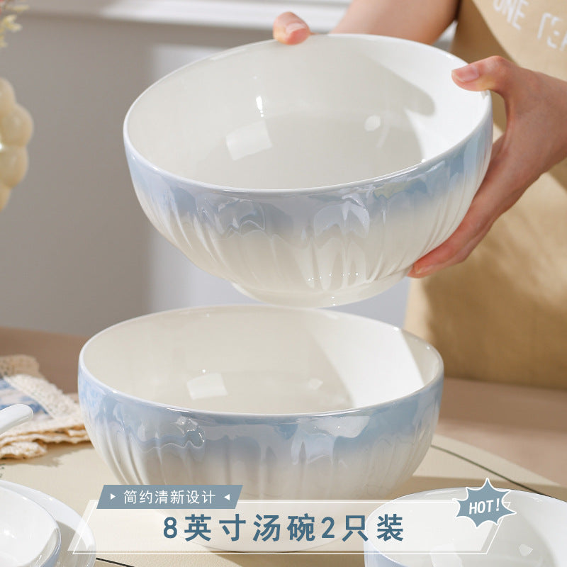 洛可可高颜值餐盘陶瓷盘子家用碗碟套装高级感高温烤花碟子菜盘