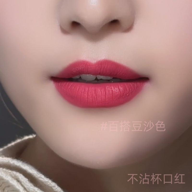 GOVO不沾杯不掉色口红 哑光持久滋润素颜显白豆沙色抖音爆款