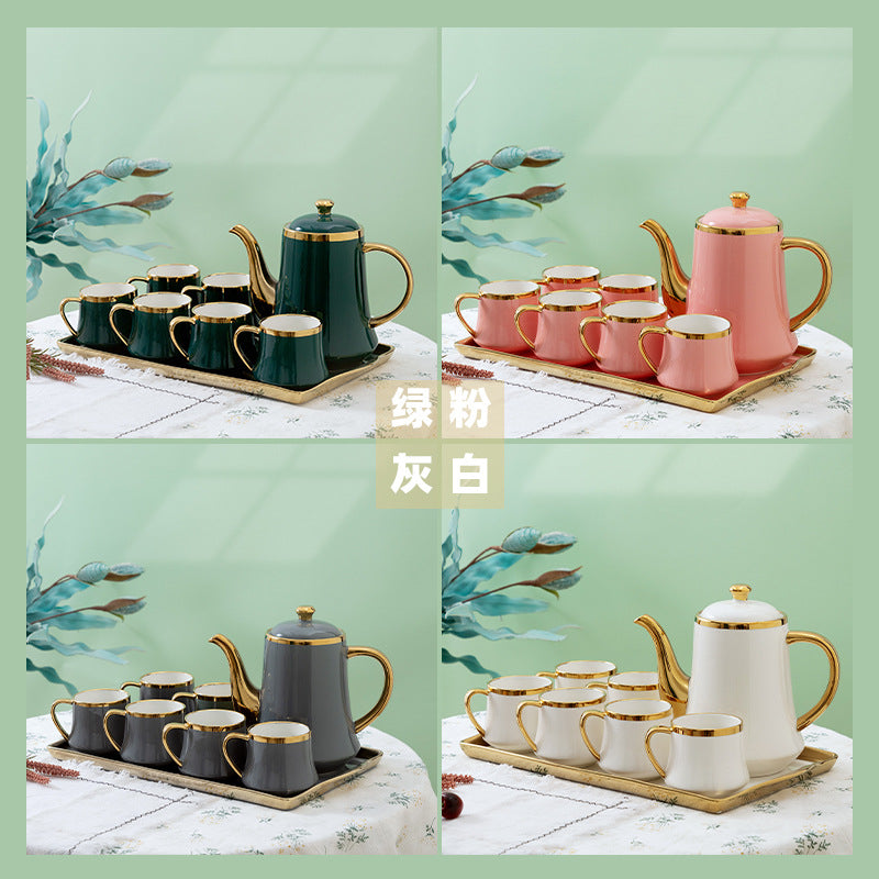 批发欧式陶瓷茶具高档水壶水杯杯具茶壶轻奢水具客厅茶杯杯子套装