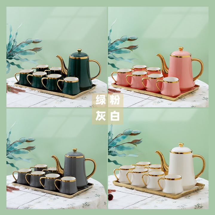 批发欧式陶瓷茶具高档水壶水杯杯具茶壶轻奢水具客厅茶杯杯子套装